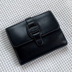Salvatore Ferragamo Black Leather Wallet with Buckle